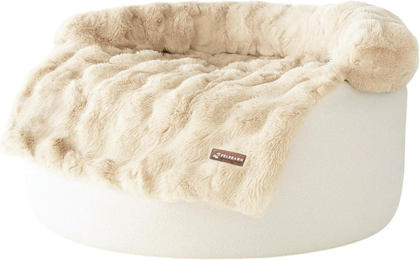 Pelsbarn Dog Bed for Couch, Luxurious Sofa Bed for Dogs with Non-Slip Oxford Bottom - Faux Rabbit Fur with Removable Cover, Large, Gray - 33X33 In9