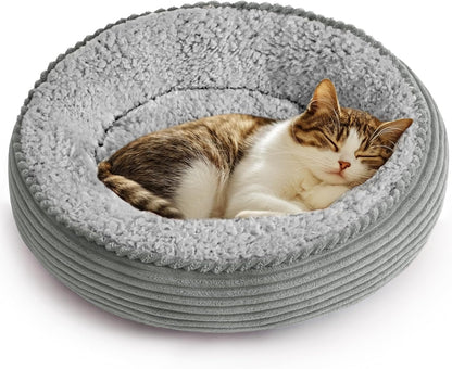 Love'S Cabin round Donut Cat and Dog Cushion Bed, 20In Bed for Cats or Small Dogs, Anti-Slip & Water-Resistant Bottom, Super Soft Durable Fabric Pet Beds, Washable Luxury Cat & Dog Bed Gray59