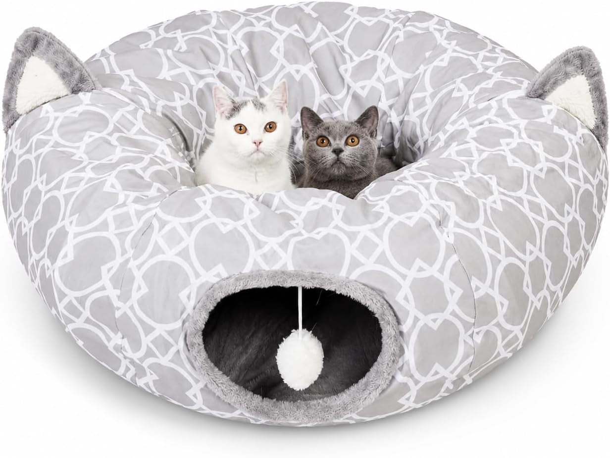 geometric-straight-cat-tunnel-with-plush-inside-cats-toys-collapsible-tunnel-tube-with-balls-for-rabbits-kittens-ferrets-puppy-diameter-9-8-inch