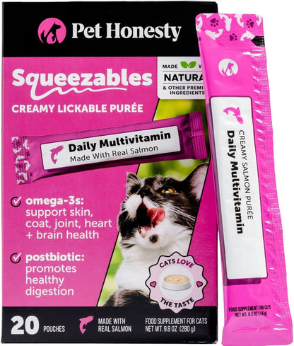 Cat Multivitamin Crunchy Creamy Chews - Daily Cat Vitamins with Lysine, Prebiotics, Omega 3 Fish Oil - Cat Treats for Immune Support, Skin Coat, Digestion, Heart + Joint Health (30-Day Supply)15