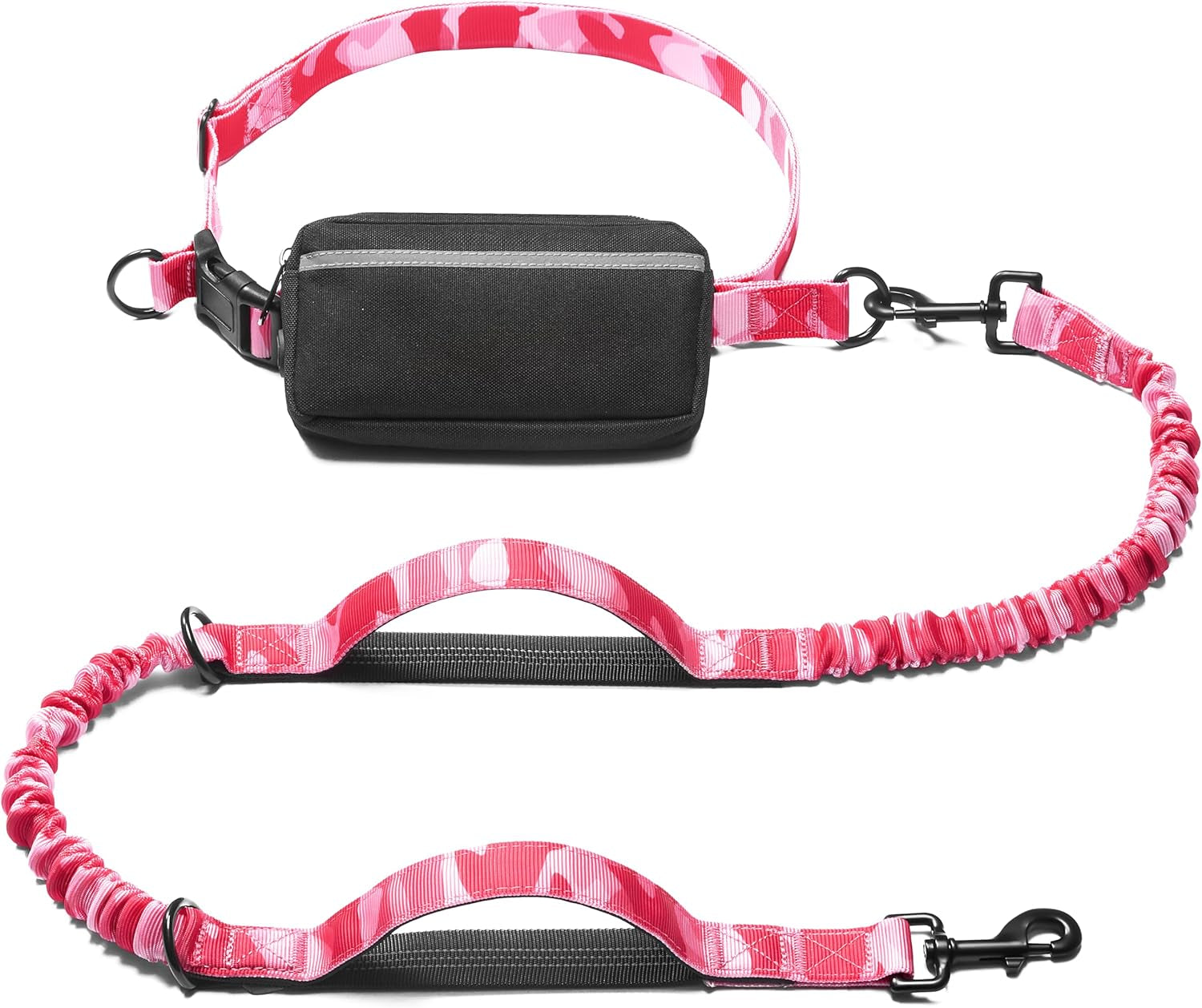 iyoshop-hands-free-dog-leash-with-zipper-pouch-dual-padded-handles-and-durable-bungee-for-walking-jogging-and-running-your-dog-large-25-120-lbs-black