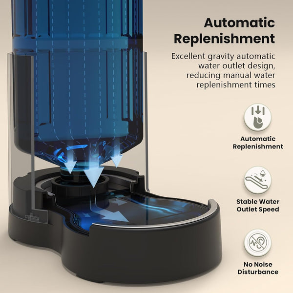CZPET Automatic 4L/135Oz/1Gal Cat Water Dispenser with Stainless Steel Bowl, Gravity Waterer for Small Medium Dog Puppy Kitten (Black) | with Stainless Steel Bowl, Gravity Waterer for Small Medium Dog Puppy Kitten6