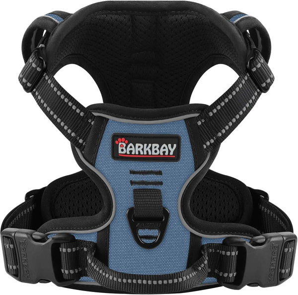 BARKBAY No Pull Pet Harness Dog Harness Adjustable Outdoor Pet Vest 3M Reflective Oxford Material Vest for PINK Dogs Easy Control for Small Medium Large Dogs (L)30