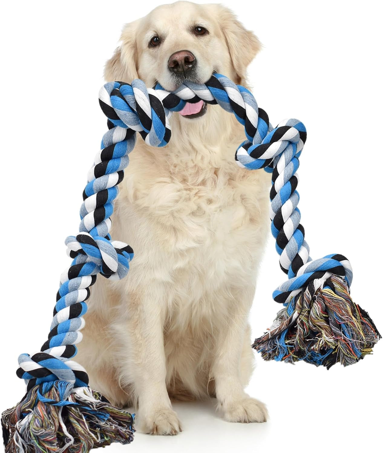 lechong-dog-toys-for-aggressive-chewers-tough-rope-chew-toys-for-large-and-medium-dog-3-feet-5-knots-indestructible-cotton-rope-for-large-breed-dog-tug-of-war-dog-toy-teeth-cleaning