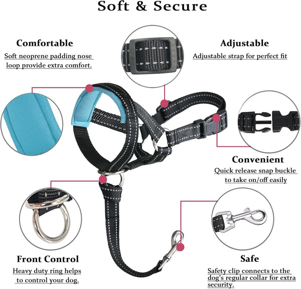 BARKLESS Dog Head Collar, No Pull Training Collar with Soft Padding | Reflective Head Halter for Large Dogs, Labrador, Controls Pulling and Lunging with Secure Safety Strap for Daily Walks2