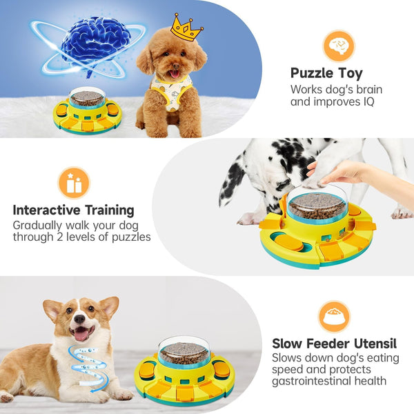 Potaroma Dog Puzzle Toy 2 Levels, Slow Feeder, Pup Food Treat Feeding Dispenser for IQ Training and Entertainment for All Breeds 4.2 Inch Height | Pup IQ Training and Entertainment for All Breeds 4.2 Inch Height2