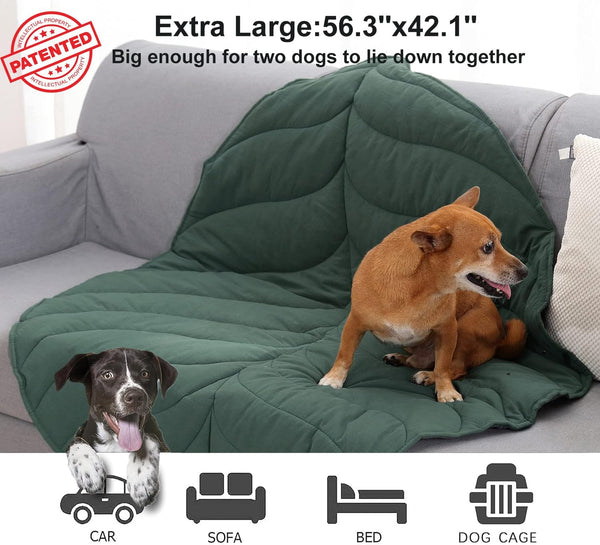 56X42 Inch Leaf Shaped Cotton Dog Blanket, Extra Large Pet Blanket for Small Medium Large Dogs, Machine Washable Puppy Mat for Couch Protection, Soft Plush Dog Bed for Furniture, Sofa, Floor2