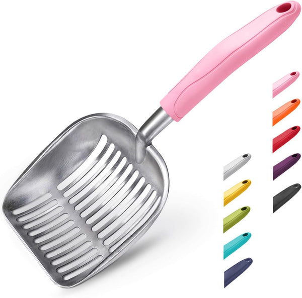Wepet Cat Litter Scoop, Aluminum Alloy Sifter, Kitty Metal Scooper, Deep Shovel, Long Handle, Poop Sifting, Kitten Pooper Lifter, Durable, Heavy Duty, for Litter Box22