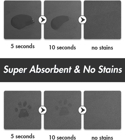 Montvoo-Absorbent Pet Feeding Mat-No Stains Pet Mat for Food and Water Bowl-Quick Dry Cat & Dog Food Mat Water Dispenser Mat-Pet Supplies Mat-Dog Water Bowl Mat for Messy Drinker,（Darkgrey,12"X19"）2