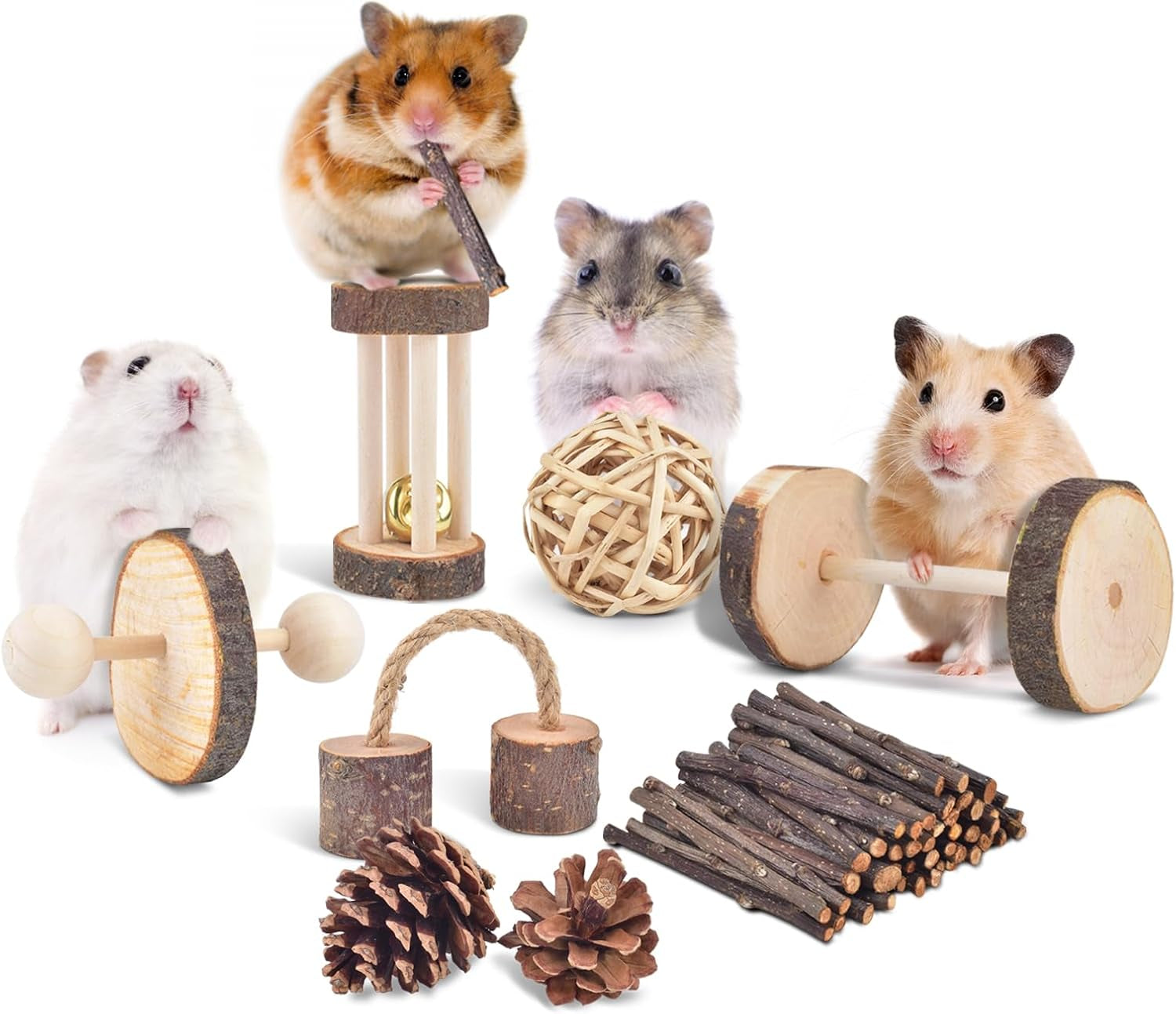 erkoon-11-pack-chinchillas-chew-toys-toys-accessories-for-teeth-care-natural-apple-wood-ladder-bell-roller-for-russian-hamster-gerbils-rats-guinea-pigs-11pcs