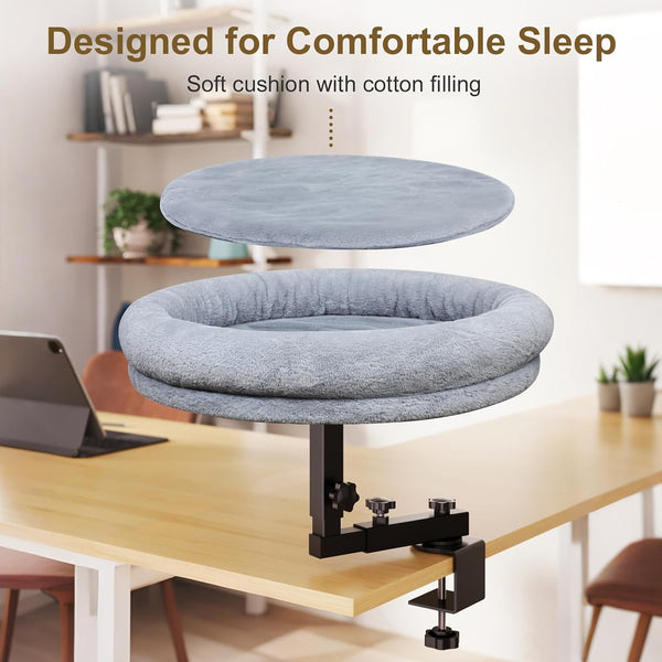 Desk Cat Bed, 18" Cat Bed for Desk, 360° Rotating, Dark Gray | Cat Bed Desk with Plush Cushion, Reinforced Frame and Adjustable Position for Home or Office Desks.4