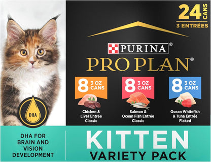 Purina Pro Plan High Protein Wet Kitten Food Variety Pack, DEVELOPMENT Kitten Favorites - (Pack of 24) 3 Oz. Cans1