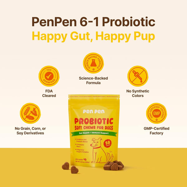 PENPEN Probiotics for Dogs, Dogs Probiotics for Digestive Health, Multi-Probiotic and Enzyme Blend Promote Gut Health & Immune Support, Eases Sensitive Stomachs (Beef Chews, 50Ct)9