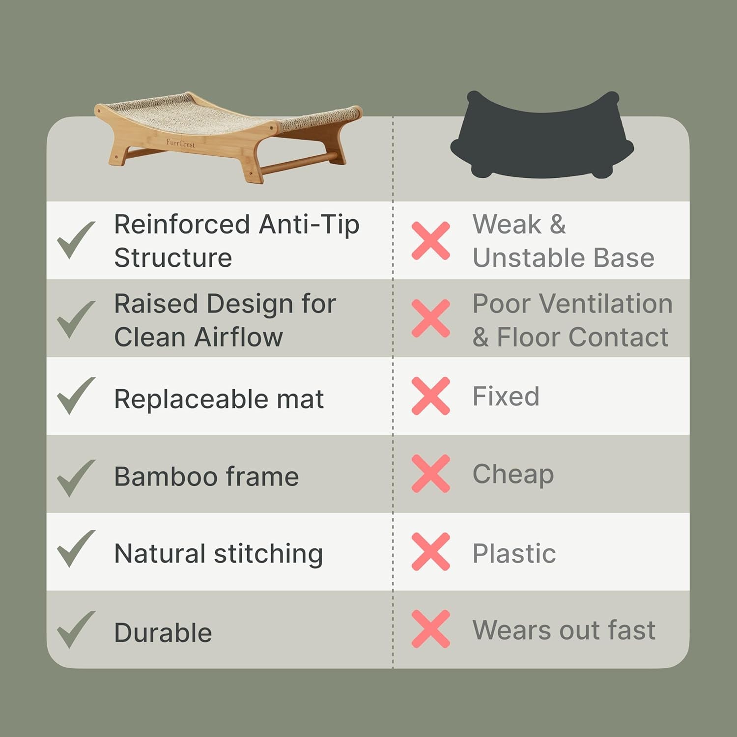 xl-sisal-cat-scratcher-bed-with-elevated-hammock-for-indoor-cats-replaceable-natural-sisal-pad-large-cat-lounge-anti-slip-no-wobble-bamboo-frame-olive-green