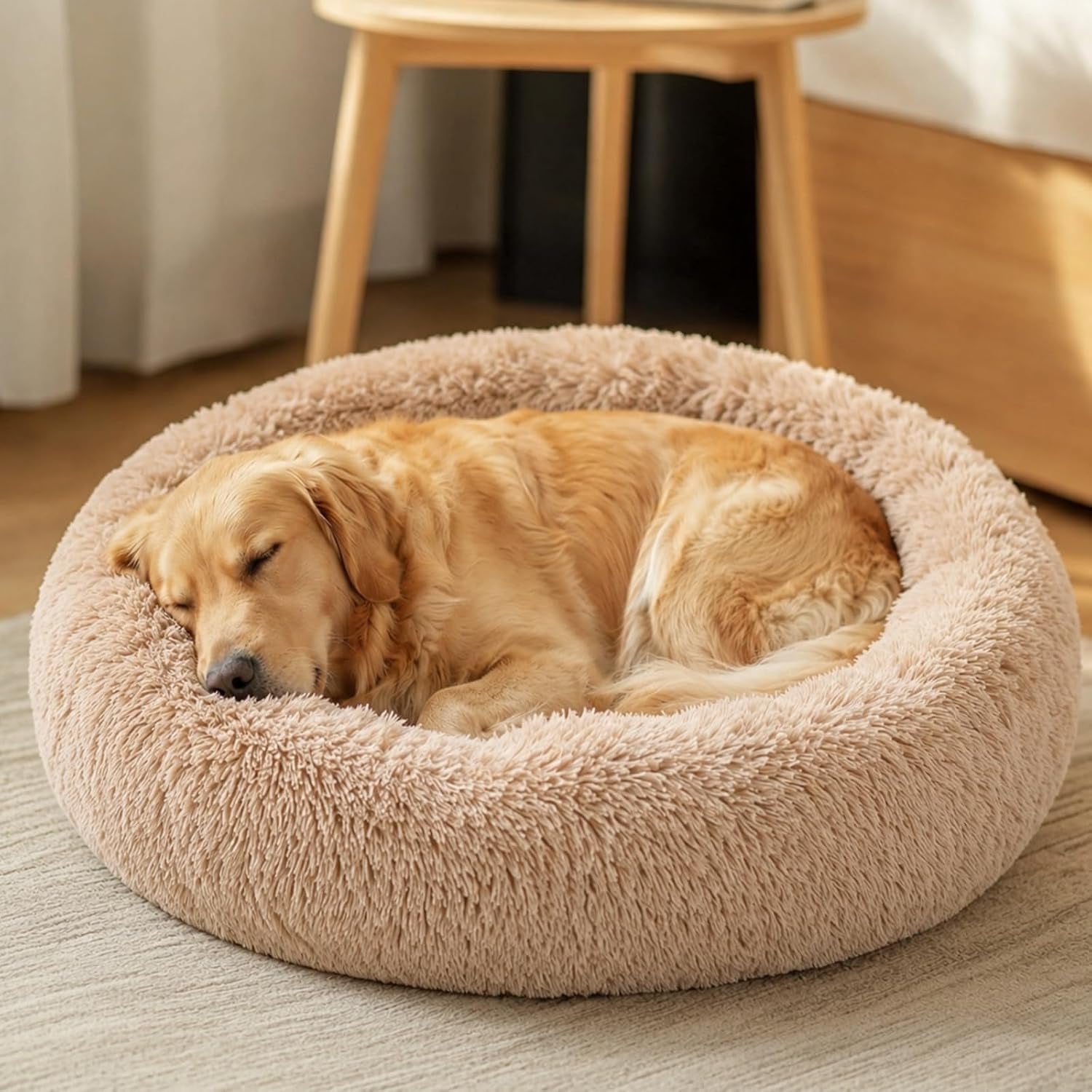 jollyvogue-small-dog-bed-calming-dog-beds-for-small-dogs-indoor-cats-20-inches-donut-washable-cat-bed-for-kittens-puppies-round-fluffy-plush-faux-fur-pet-bedssmoke-grey