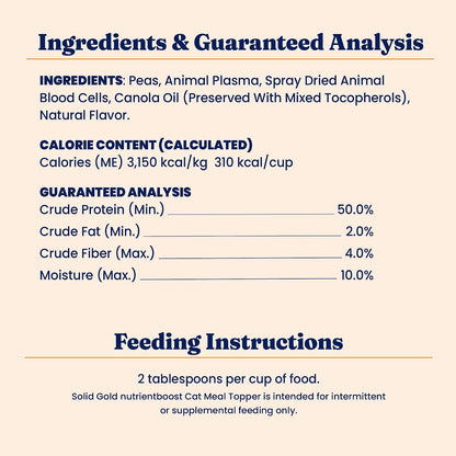 Solid Gold Nutrientboost™ Cat Food Toppers for Cats - High Protein Meal Topper & Crunchy Cat Treats for Indoor Cats W/Vitamins, Minerals & Amino Acids for Gut Health & Immune Support - All Ages - 1Lb9