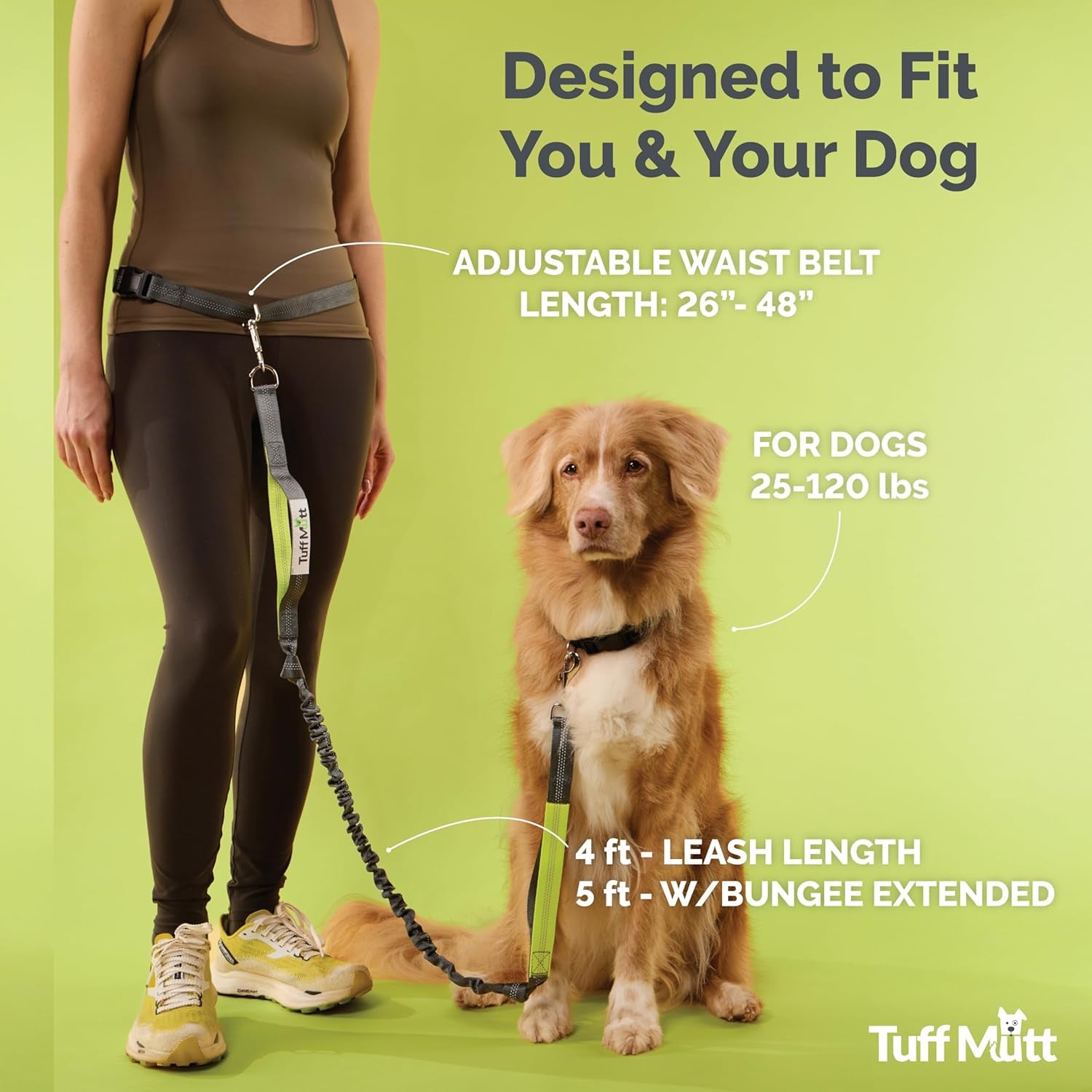 tuff-mutt-hands-free-dog-leash-for-walking-running-hiking-waist-leash-with-bungee-adjustable-belt-reflective-double-handle-design-for-large-medium-dogs