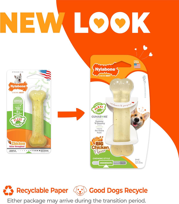 Nylabone Original Bone Flexi Chew Toy for Dogs, Flexible Dog Toys for Moderate Chewers, Chicken Flavor, Small, 1 Count | Dog Toys for Small Dogs up to 25 Lbs, Flexible Material, Gentle on Teeth, Freezable, Bouncy, Great for Seniors4