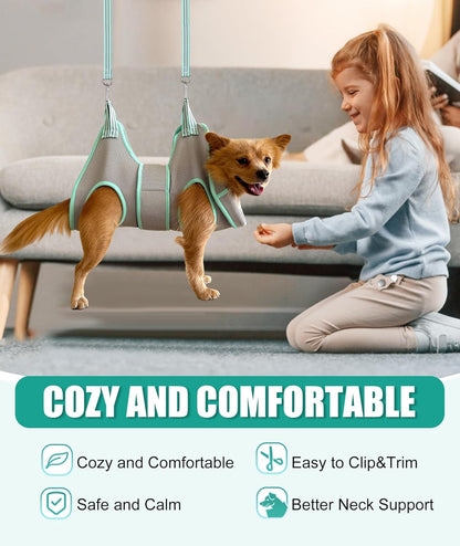 Kkiimatt Dog Grooming Hammock Harness, Small Dog Groming Sling, Gray Dog Hanging Harness for Nail Trimming,Dog Nail Clipping Hanger Restraint Holder2