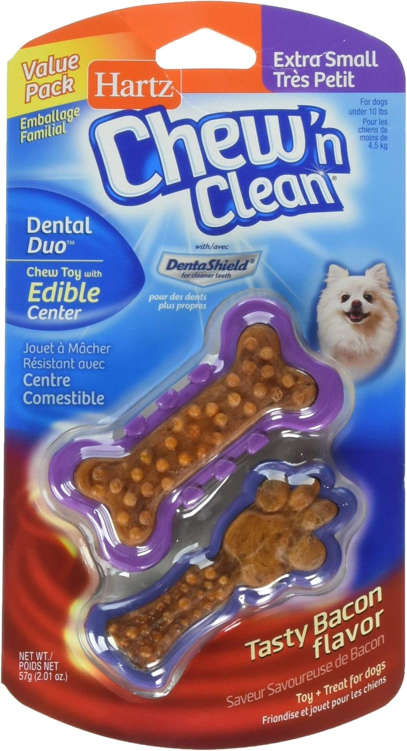 hartz-chew-n-clean-dental-duo-dog-treat-chew-toy-color-varies-extra-small-6-count