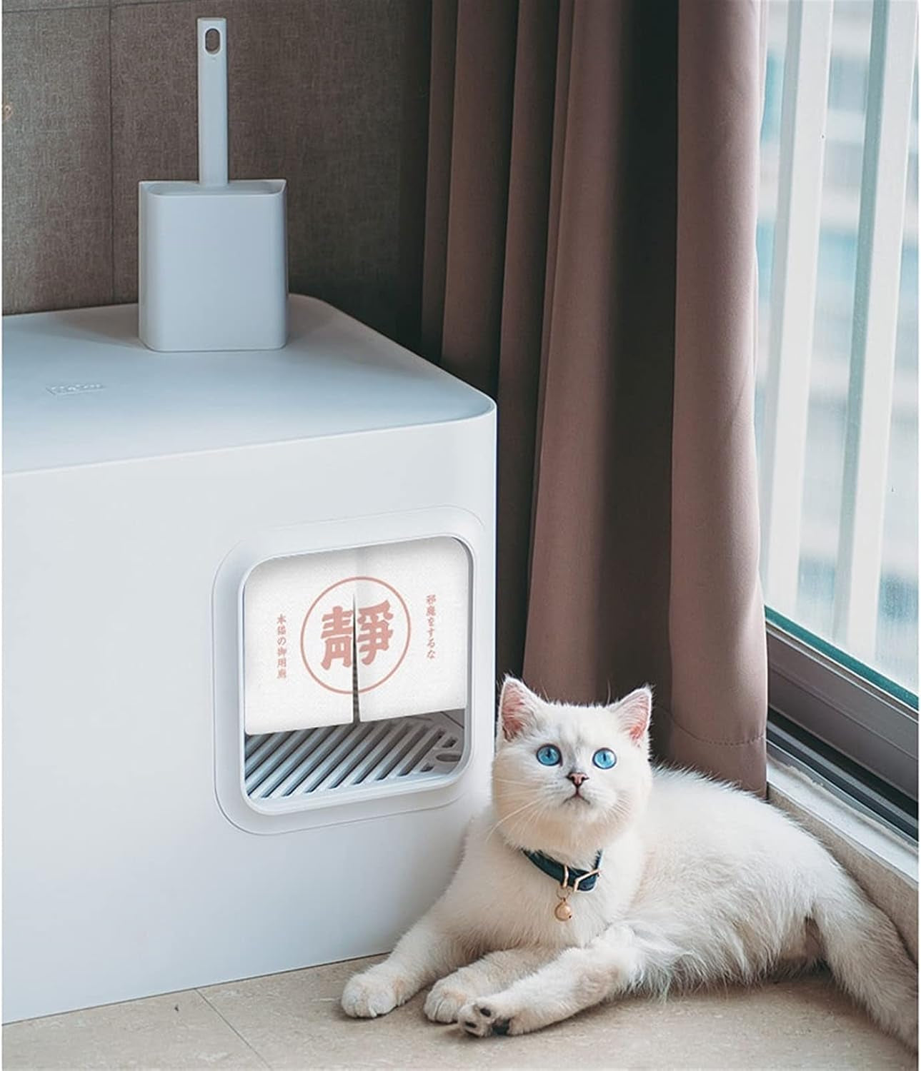 dog-potty-training-toilet-cat-litter-tray-fully-enclosed-japanese-style-box-toilet-kitten-anti-splash-and-deodorant-corridor-pet-with-curtain-pink-and-whitea