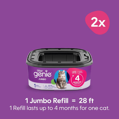 Litter Genie Refill Bags | Jumbo 2-Pack, 56 Total Ft | up to 8 Months of Supply in 2 Cartridges | Ultimate Odor Control Cat Litter Bags4