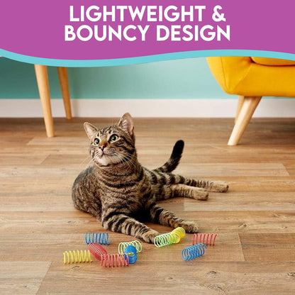 SPOT Colorful Springs Cat Toys – 3" Bouncy Coils for Indoor Cats & Kittens to Swat, Chase & Bite, Safe Lightweight Plastic, Interactive Enrichment Toys, 10-Pack Multi-Color5