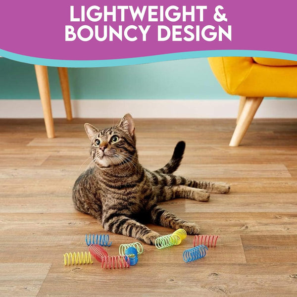 SPOT Colorful Springs Cat Toys – 3" Bouncy Coils for Indoor Cats & Kittens to Swat, Chase & Bite, Safe Lightweight Plastic, Interactive Enrichment Toys, 10-Pack Multi-Color5