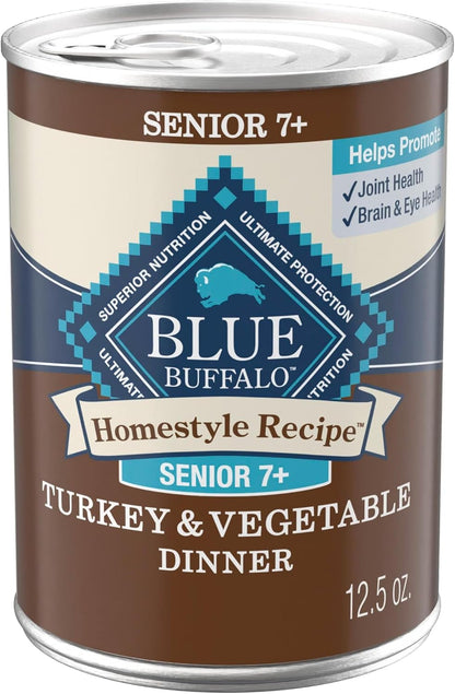 Blue Buffalo Homestyle Recipe Chicken & Vegetable Dinner Paté Natural Wet Dog Food for Senior 7+ Dogs, Made with Natural Ingredients, Vitamins & Minerals, 12.5-Oz. Can (12 Count)12