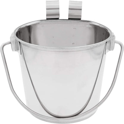 Fuzzy Puppy Flat Sided Pail with Dual Hooks, Snugly Fit on Dog, Cat and Critter Crates & Cages, Heavy Duty Stainless Steel | 2 Quart (PN: FSP-2)1