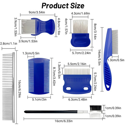 7PCS Flea Comb Set for Cats & Dogs, Pet Comb, Dog Eye Comb, Tick Comb | 7 Combs for Flea Removal, Tear Stain Cleaning and Grooming with Stainless Steel and Plastic for Cats and Dogs.2