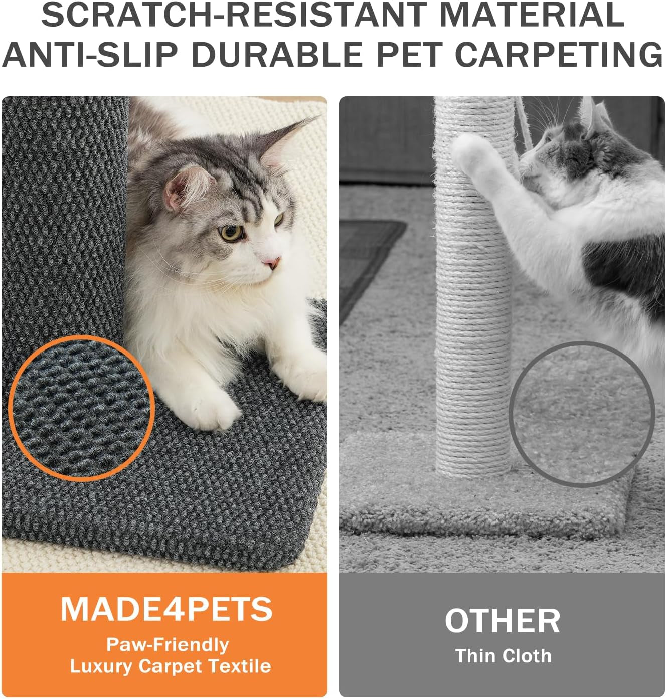 made4pets-tall-cat-scratching-post-33-modern-cat-scratcher-with-hanging-balls-heavy-duty-and-thicker-scratching-post-for-indoor-cats-adults-sturdy-base-cat-scratch-post-dark-grey