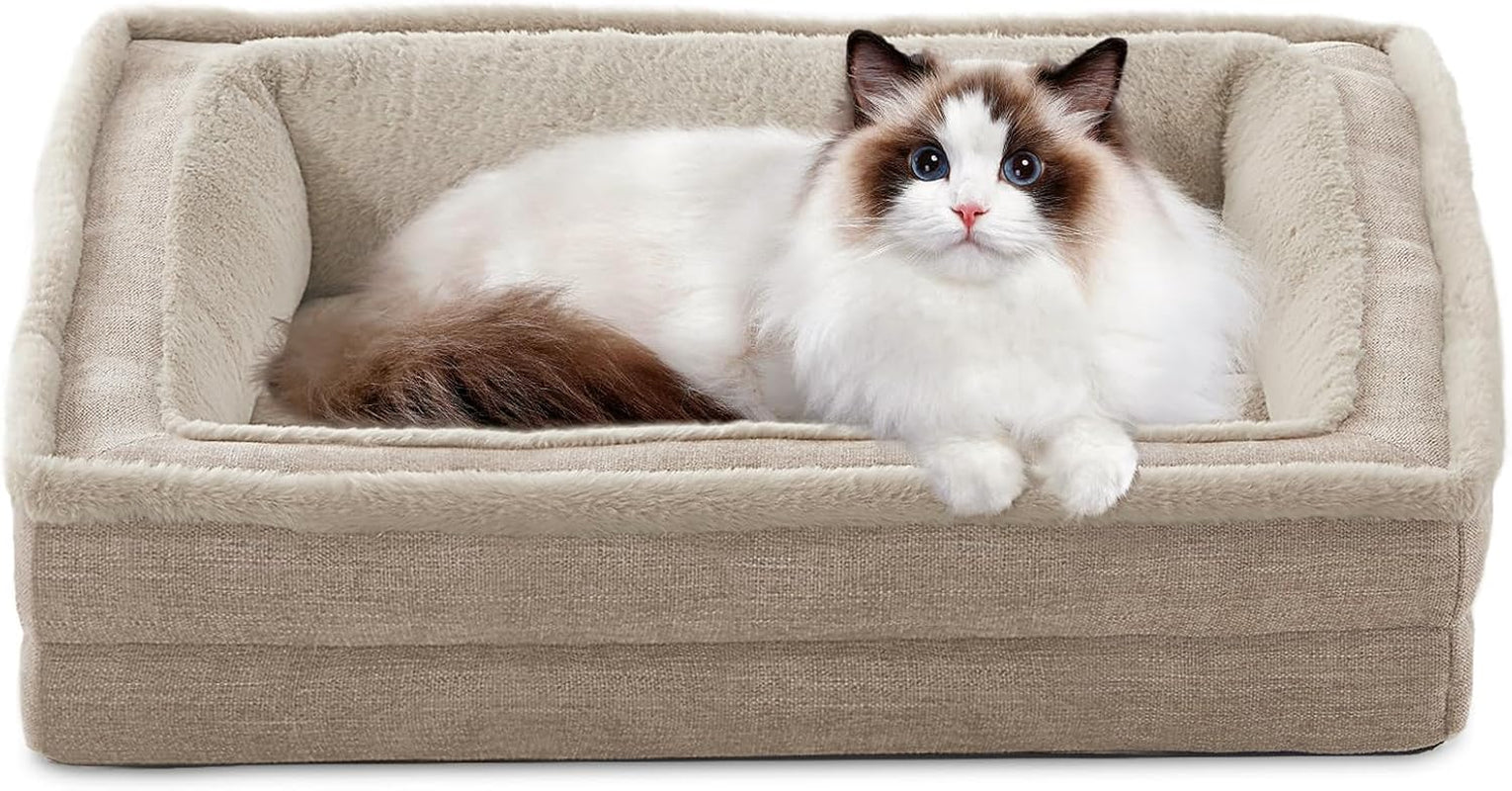 laojin-balhen-cat-couch-for-pets-washable-cat-beds-for-indoor-cats-super-soft-plush-supportive-dog-couch-bed-for-puppy-and-kitten-with-anti-slip-bottom-24inch-beige