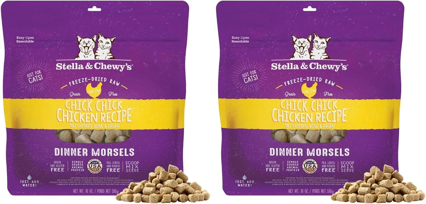 stella-chewys-freeze-dried-raw-cat-dinner-morsels-premium-chicken-recipe-with-98-cage-free-meat-organs-natural-grain-free-cat-kitten-food-made-in-usa-3-5-oz