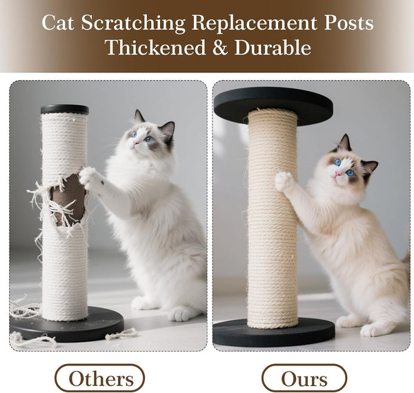 4 PCS M8 15.7 X 2.75 Inch Cat Scratching Post Replacement, Sisal Pole Cat Tree Replacement Post with Screws, Refill Scratcher Posts for Indoor Kitten Tree Tower Spare Cats Furniture Protector5