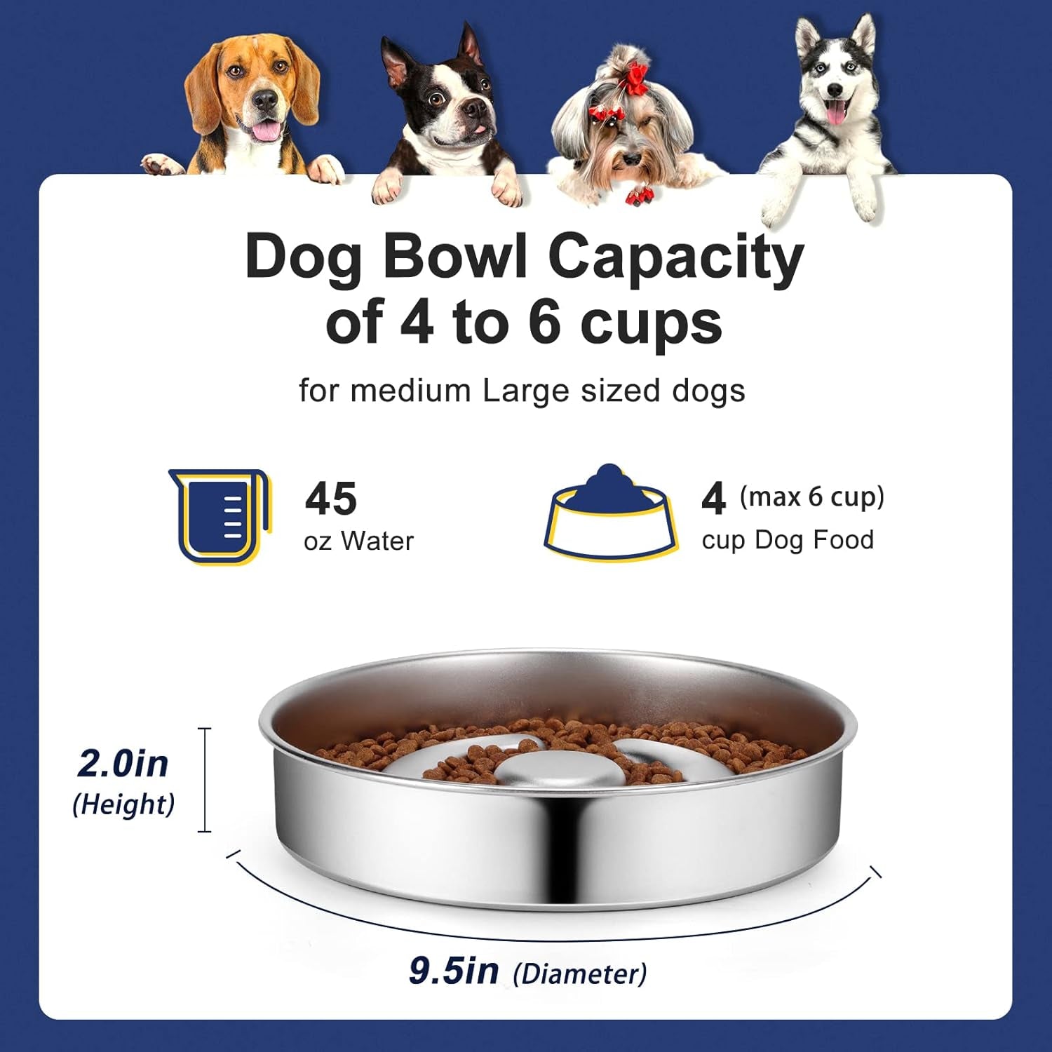aiperro-stainless-steel-non-slip-slow-feeder-dog-bowl-4-cups-metal-dog-food-bowls-for-medium-and-large-dogs-fun-bloat-stop-pet-bowl-dogs-water-bowl-for-fast-eaters-slows-down-pets-eating