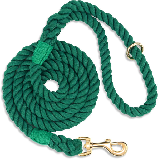 5 FT Handmade Rope Dog Leash for Small Medium and Large Dogs | Soft and Comfortable Grip, New Golden Heavy Duty Metal Clasp, Colorful Macaron10