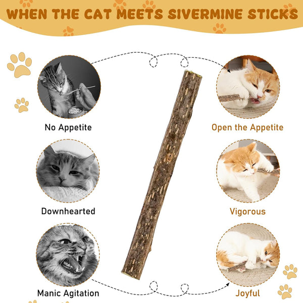 Wolover Silvervine Sticks for Cats, Natural Catnip Matatabi Chew Sticks Teeth Molar Chew Toys for Cat Kitten Kitty (At Least 12 PCS)4