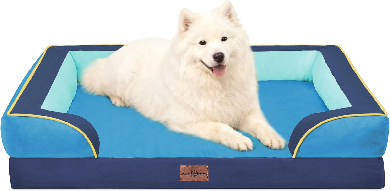 comfort-expression-orthopedic-dog-bed-for-extra-large-dogs-with-bolster-waterproof-dog-couch-bed-with-washable-cover-non-slip-bottom-supportive-egg-crate-foam-xl-pet-bed-42x30-inch