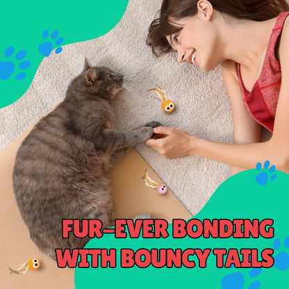 Bouncy Tails 3-Pack Cat Ball Toy with Natural Feathers, Interactive Cat Toys for Bored Indoor Adult Cats, Feather Cat Toy for Indoor Cats and Playful Kittens7