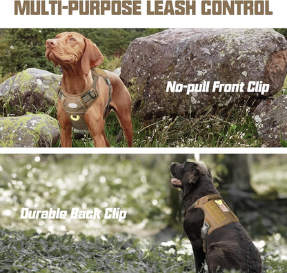 Auroth Tactical Dog Harness for Large Dogs No Pull Adjustable Pet Harness Reflective K9 Working Training Easy Control Pet Vest Military Service Dog Harnesses Army Yellow L3