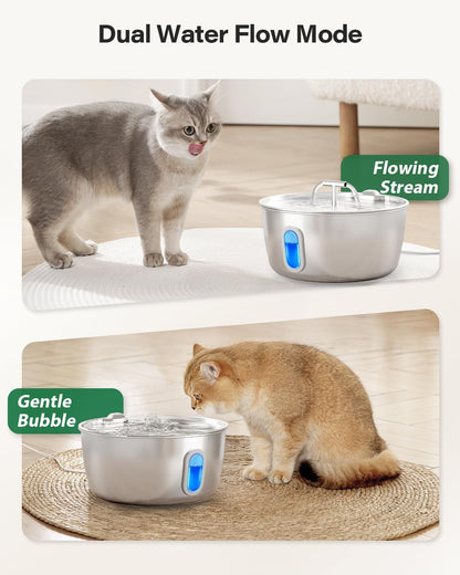 Stainless Steel Cat Water Fountain - 3.2L/108Oz Cat Fountain for Drinking | Quiet Pet Water Fountain for Cats Indoor - Automatic Pet Water Bowl Dispenser - for Kitty & Small Dog6