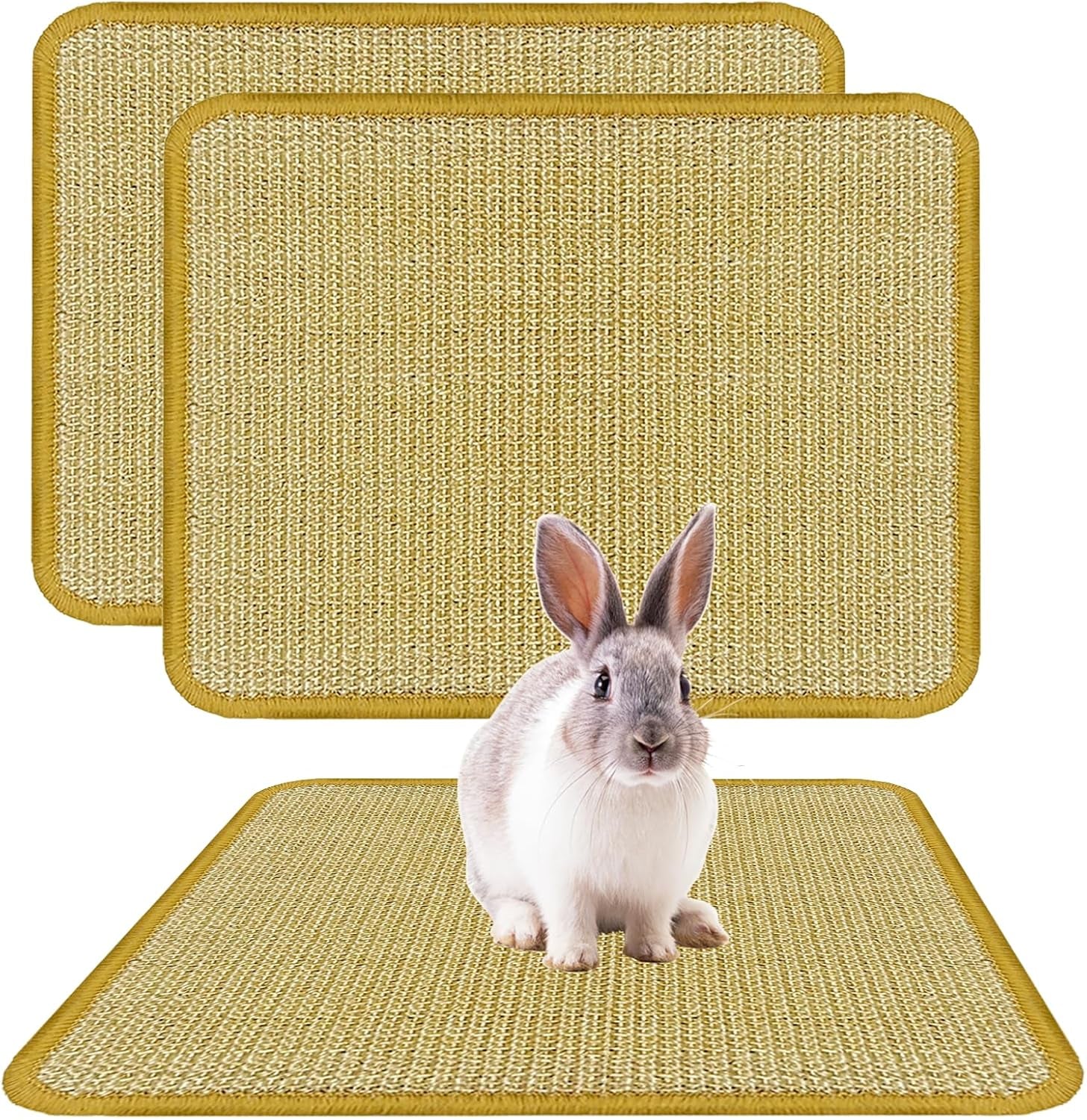 dyaus-rabbit-scratching-pad-sisal-bunny-scratch-pad-natural-rabbit-foraging-mats-for-cages-indoor-bunny-toys-accessories-for-bedding-biting-sleeping-resting-2pcs-16x12in