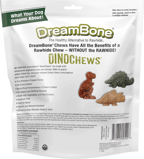 Dreambone Chicken Dinochews Dog Treats, Daily Rawhide-Free Chew, Digests Safely and Completely, with Real Protein, Chicken and Veggies, 14 Count2