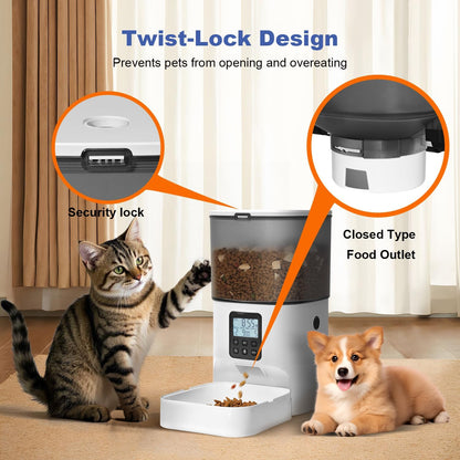 Automatic Cat Feeder, 4L Cat Food Dispenser with 10S Voice Recorder, Pet Feeder up to 8 Meals per Day, Timed Dog Feeder with Dry Food Sealed Ring8
