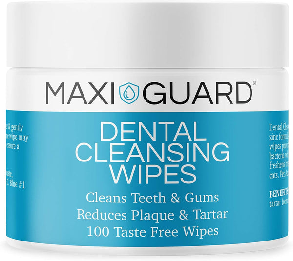 MAXI/GUARD Dental Cleansing Wipes for Dogs, Cats, Horses and Companion Animals (100 Wipes), Light Blue/White1