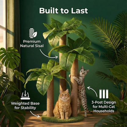 LEMONDA 31.5Inch Cat Scratching Post,Cat Scratcher Tree with 3 Scratching Poles & 2 Interactive Dangling Balls,Cats Scratching Posts for Indoor Kitten & Adult Cats | Cat Scratcher Tree, 3 Scratching Poles, Cat Scratching Posts,2 Interactive Dangling Balls, for Indoor Kitten & Adult Cats2