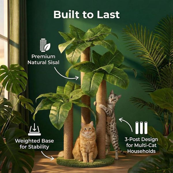 LEMONDA 31.5Inch Cat Scratching Post,Cat Scratcher Tree with 3 Scratching Poles & 2 Interactive Dangling Balls,Cats Scratching Posts for Indoor Kitten & Adult Cats | Cat Scratcher Tree, 3 Scratching Poles, Cat Scratching Posts,2 Interactive Dangling Balls, for Indoor Kitten & Adult Cats2