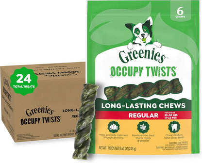 Greenies Occupy Twists Regular Breed Dog Treats, Chicken Flavor, 6 Count | Regular Breed Size (25-50 Lbs), Rawhide-Free, Promotes Calmness, Cleans Teeth, No Artificial Flavors, 8.65 Oz. Pack11