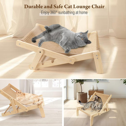 Sisal Cat Scratcher Bed with Adjustable 4-Position for Cats Scratcher Lounge, 2 in 1 Cat Sisal Chair for Indoor Cats Hammock for Scratching Pad, Natural Lounger Chair7